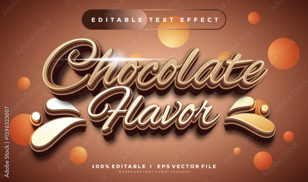 Poster chocolate flavor vector text effect with modern style design