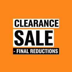 Vector Text Banner with Sale Announcement in Bold Black and White on Bright Orange Background Modern Minimalist Style