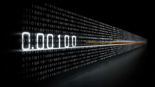 Abstract Digital Representation of Binary Code with Boot Sequence Concept and System Functionality for Technology Illustration