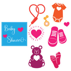 Vector Set of Illustration Babies and Motherhood Concept.
