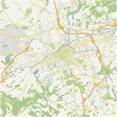 Map of York in Pennsylvania in a normal road map style. Contains layered vector with roads water, parks, etc.