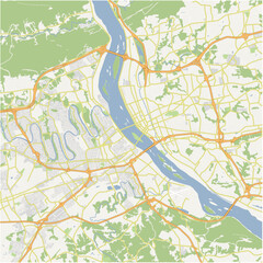 Obraz premium Map of Harrisburgh in Pennsylvania in a normal road map style. Contains layered vector with roads water, parks, etc.