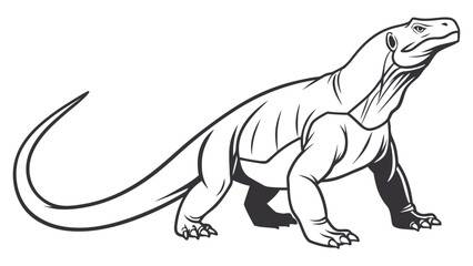 Obraz premium Komodo dragon line art silhouette vector