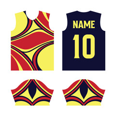 Fabric textile, jersey design for Sport t-shirt, uniform, front and back view