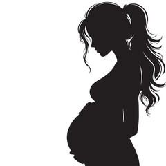 silhouette of pregnant woman vector