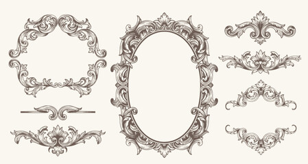 Vintage Baroque Victorian frame border, frame flower pattern vector floral engraved scroll ornament leaf retro decorative design. filigree calligraphic heraldic shield swirl