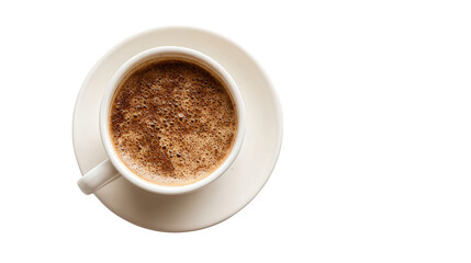 Obraz premium Coffee Cup and Laptop in Flat Lay: A flat lay featuring a coffee cup and a laptop, symbolizing a work or study environment, isolated on a Transparent background, PNG file.