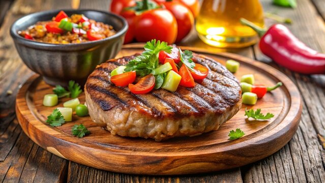 Serbian Pljeskavica
Balkan spiced meat patty grilled and served with onions and pepper relish.

