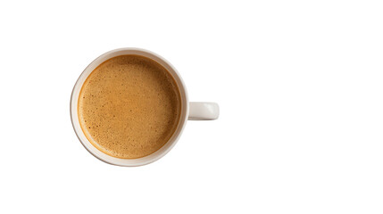 Coffee Cup and Laptop in Flat Lay: A flat lay of a coffee cup and laptop, representing a productive morning, isolated on a Transparent background, PNG file.