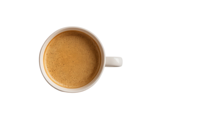 Coffee Cup and Laptop in Flat Lay: A flat lay of a coffee cup and laptop, representing a productive morning, isolated on a Transparent background, PNG file.