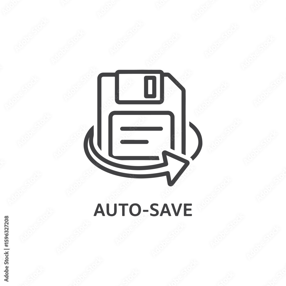 Poster vector art of autosave icon with a floppy disk and circular arrow
