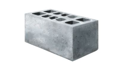Concrete Block Icon: Icon of a concrete block, symbolizing building material for walls and foundations, isolated on a Transparent background, PNG file.