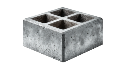 Concrete Block Icon: Icon of a concrete block, symbolizing building material for walls and foundations, isolated on a Transparent background, PNG file.