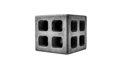 Concrete Block Icon: Icon of a concrete block, symbolizing building materials for walls and foundations, isolated on a Transparent background, PNG file.