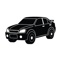 Fototapeta premium Black Car Silhouette Illustration on White Background for Automotive Design and Transportation Concepts and Automotive Industry