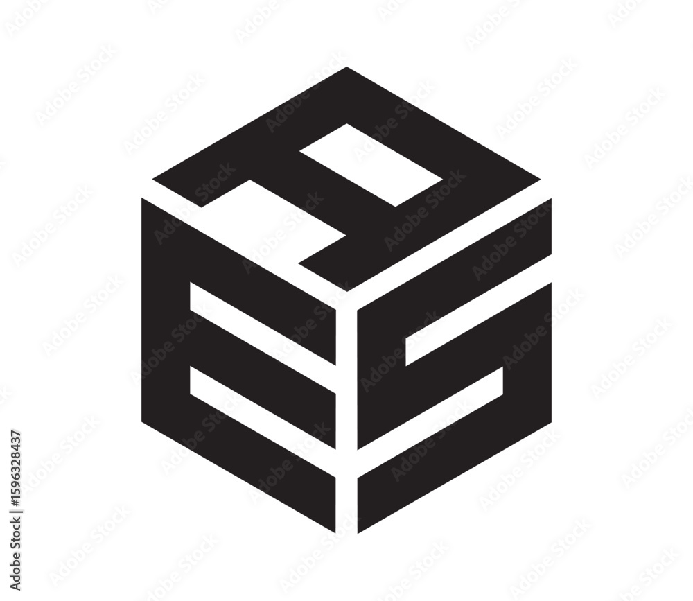 Fototapete aes hexagon cubic alphabet letter vector geometric font logo for design. initial three letters templ