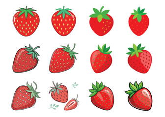 Fresh Red Strawberry Vector Icon, Red Strawberry Vector Clipart Illustration