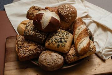Traditional German breads and breakfast pastries