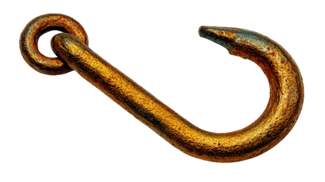 Construction Hook Icon: Icon of a construction hook, used for lifting materials, isolated on a Transparent background, PNG file. - Powered by Adobe