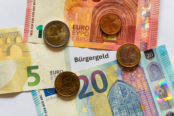 Euro Banknotes and Coins with 