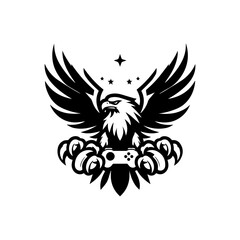 Eagle in flight with gaming claws logo