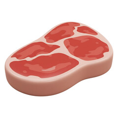 piece of raw meat 3d icon transparent background	