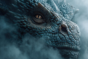 Dramatic close-up captures a dragon's eye, showcasing intricate scales and a piercing gaze.