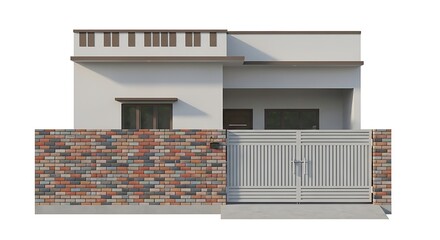 Modern architecture design house exterior facade brick wall gate residential building home