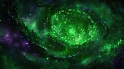 Digital Green Spiral Galaxy