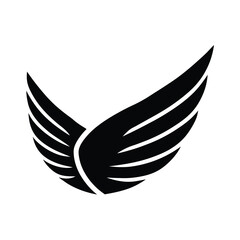 Elegant Black Wings Icon Isolated on White Background Symbolizing Freedom Flight and Spirituality with a Minimalist Design
