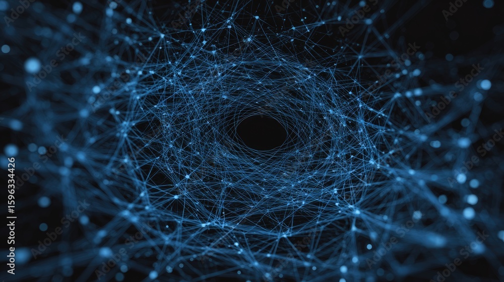 Aufkleber abstract blue network connection visualization