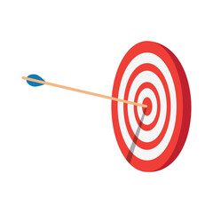 Target with arrow flat vector design isolated on white background