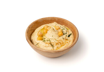 Hummus in bowl, houmous dip, chickpea humus tahini sauce, middle eastern spread