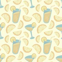 Seamless pattern with refreshing citrus drink