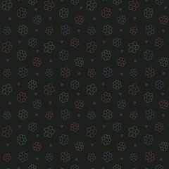 Colorful linear floral seamless pattern