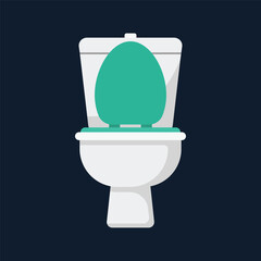 Toilet bowl flat vector illustration isolated on dark blue background