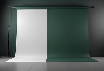 Dark green photography backdrop with studio light