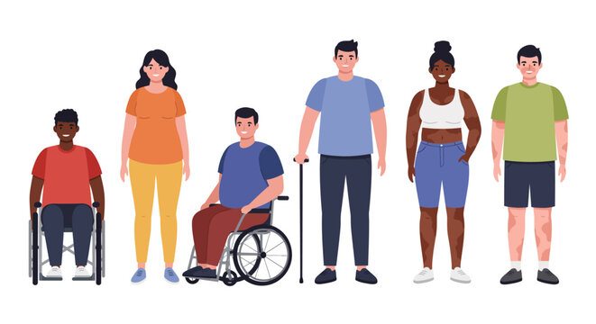 Diverse Body Types and Abilities Illustration Set