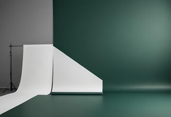 Dark green photography backdrop with studio light