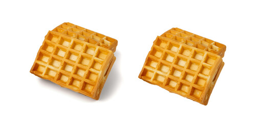Belgian Waffle Isolated, Square Waffled Cookie, Soft Golden Belgian Waffles, Wafer Biscuit Breakfast
