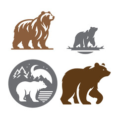 Bear silhouette group, wildlife, mammal, standing bears
