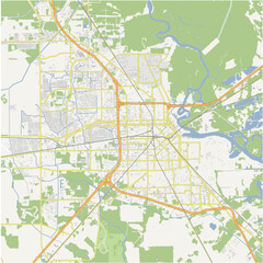Obraz premium Map of Beaumont in Texas in a normal road map style. Contains layered vector with roads water, parks, etc.