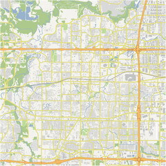 Map of Arlington in Texas in a normal road map style. Contains layered vector with roads water, parks, etc.