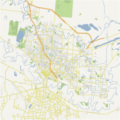 Map of Brownsville in Texas in a normal road map style. Contains layered vector with roads water, parks, etc.