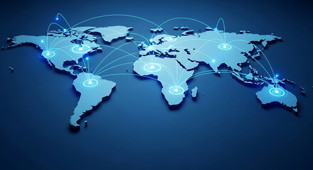 Global Network Connections World Map map highlighting global connections with glowing network points world map global network connections international relations communication technology internet conn