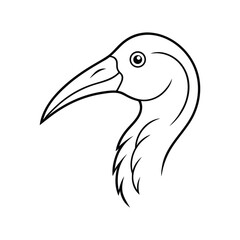 Obraz premium an ibis bird head line art silhouette vector illustration on white background