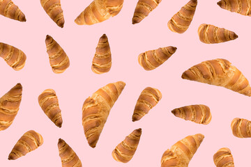 Croissant Pattern, Bakery Cake Minimal Wallpaper with Copy Space