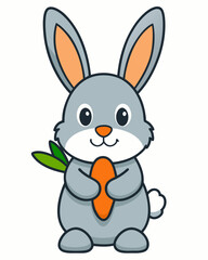 Fototapeta premium Cute cartoon bunny rabbit vector illustration for easter spring animal character design and graphics