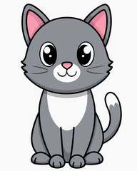 Obraz premium Cute cartoon cat drawing vector illustration for kids and children pet animal design clip art image