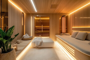 This luxurious spa interior creates a serene and relaxing atmosphere for ultimate wellness.